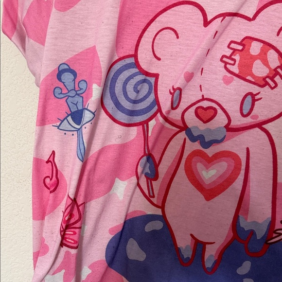 ROMWE Pink and White Graphic anime Tee - Picture 5 of 6